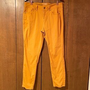 Gold Stretchy NOBO Button Up Mid Rise Skinny Pants